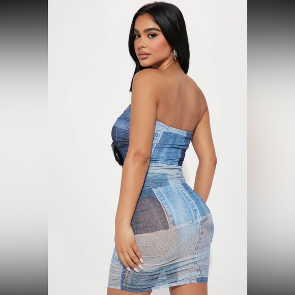 Berlin Mesh Mini Dress Denim Fashion Nova - Picture 2 of 3